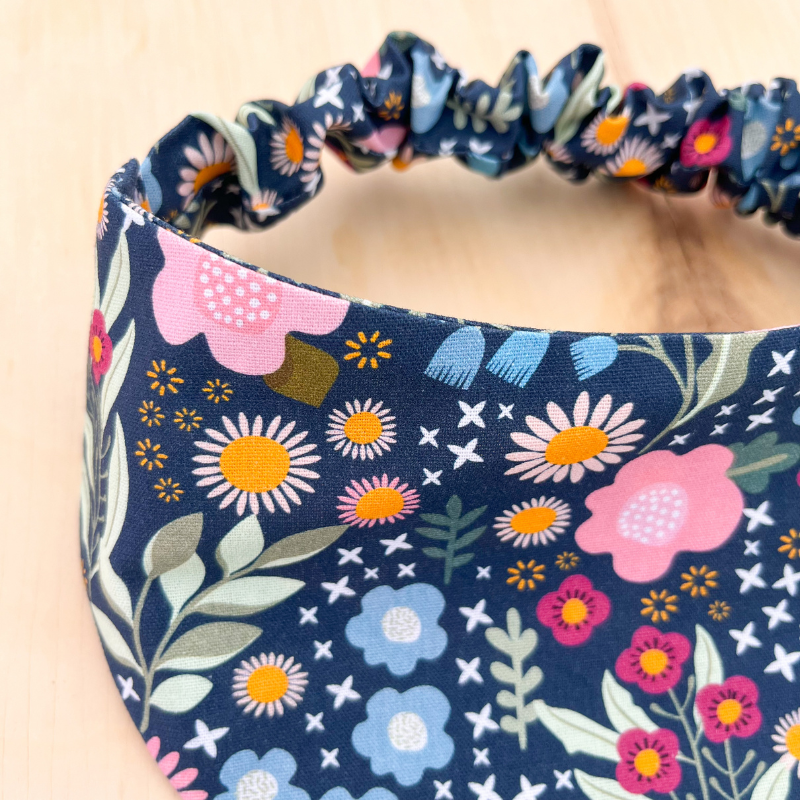 Navy Floral Scrunchie Bandana