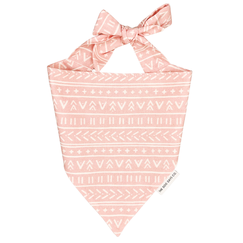 Pink Mudcloth Tie-Up Bandana