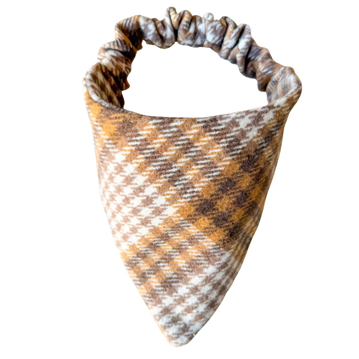 Luxe Golden Houndstooth Scrunchie Bandana