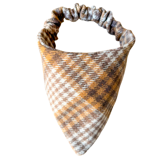 Luxe Golden Houndstooth Scrunchie Bandana