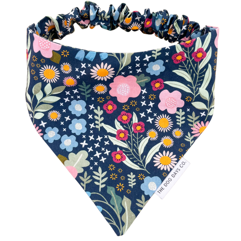 Navy Floral Scrunchie Bandana