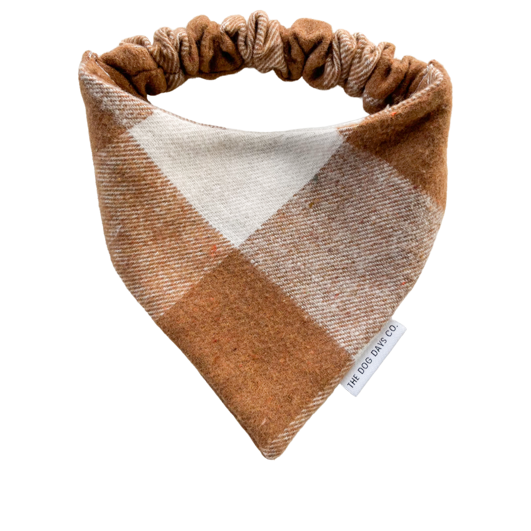 Luxe Brown & White Check Scrunchie Bandana