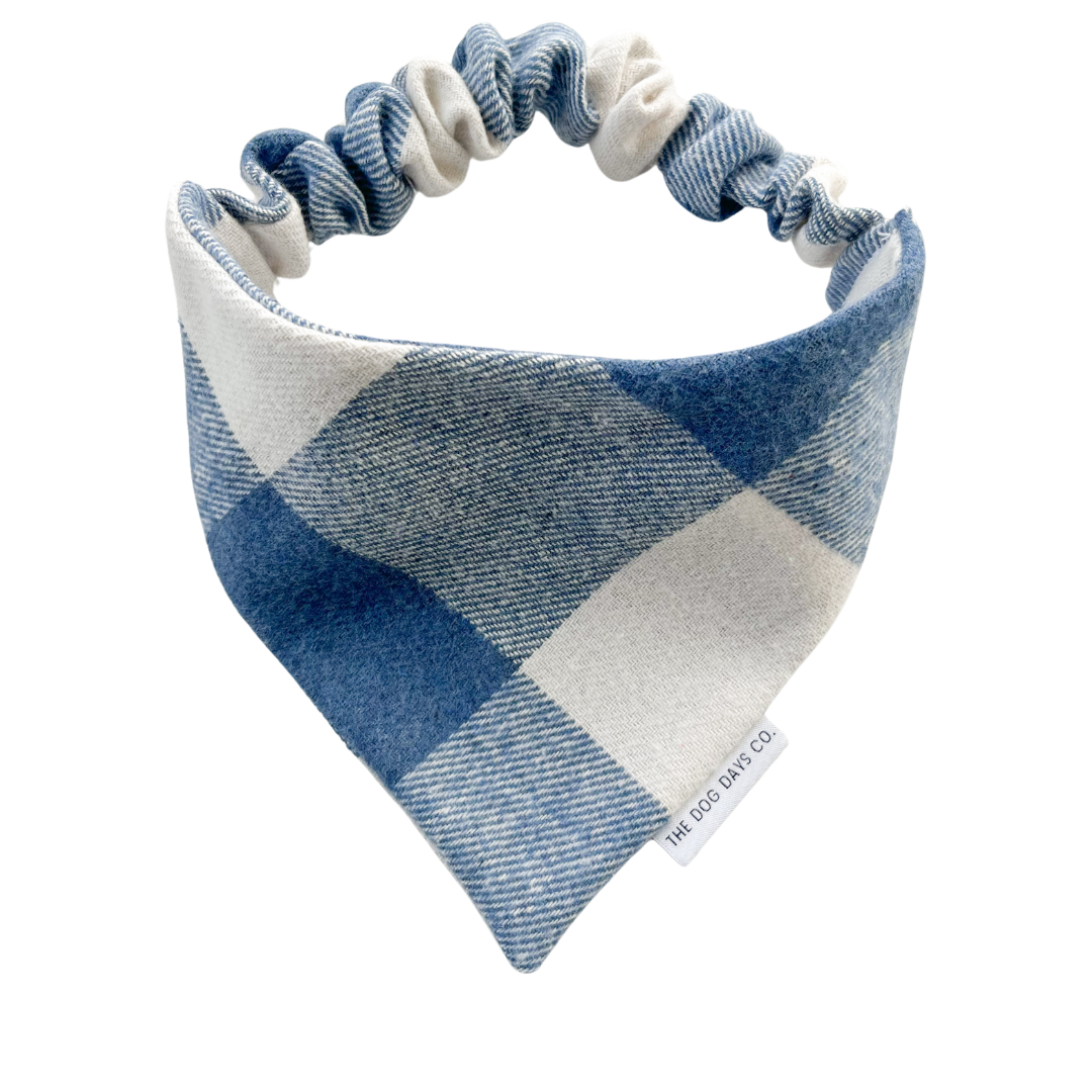 Luxe Blue & White Check Scrunchie Bandana