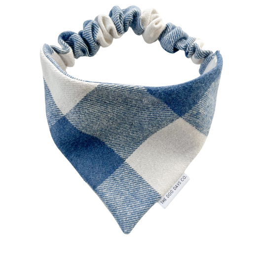 Luxe Blue & White Check Scrunchie Bandana