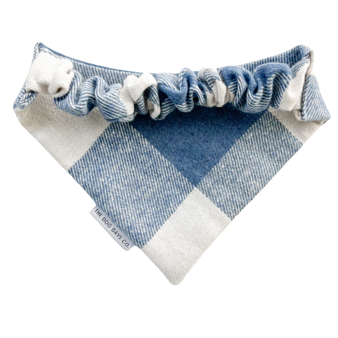 Luxe Blue & White Check Scrunchie Bandana