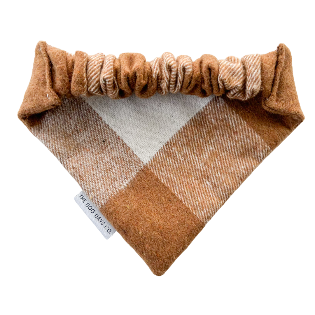 Luxe Brown & White Check Scrunchie Bandana