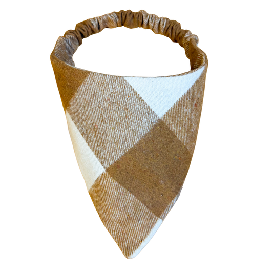 Luxe Brown & White Check Scrunchie Bandana