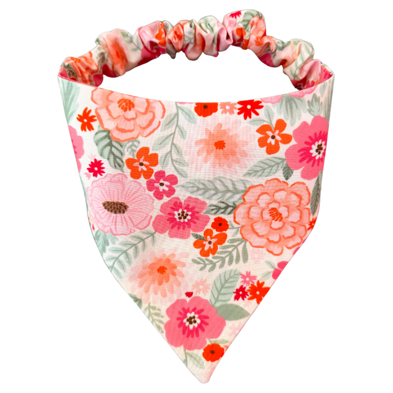 Coral Bloom Scrunchie Bandana