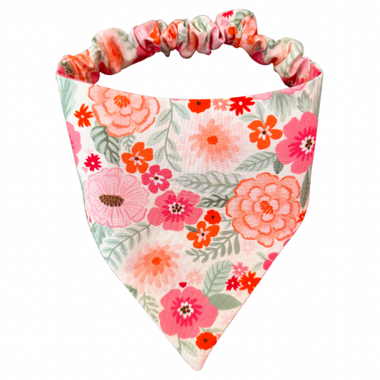 Coral Bloom Scrunchie Bandana
