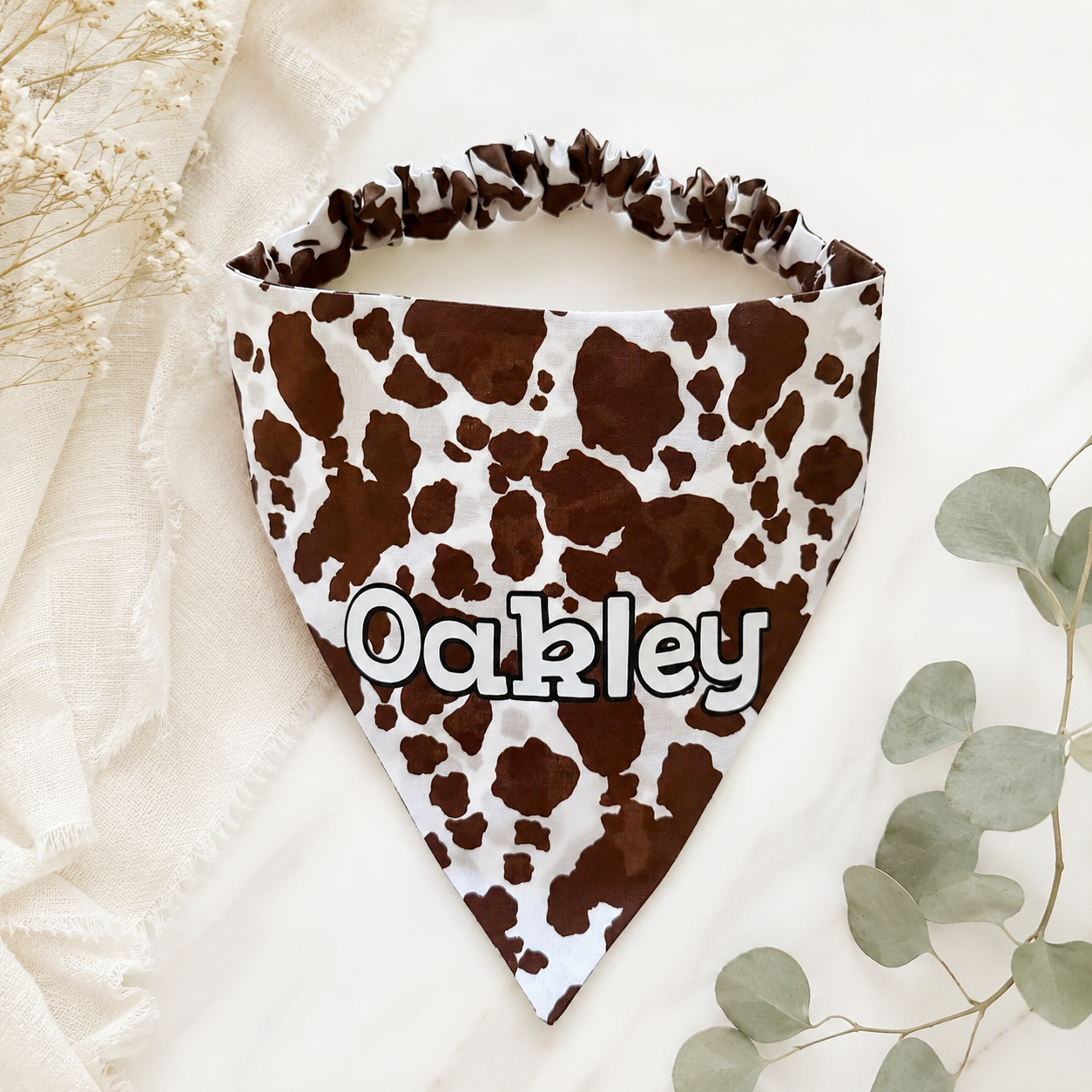 Brown Cow Scrunchie Bandana