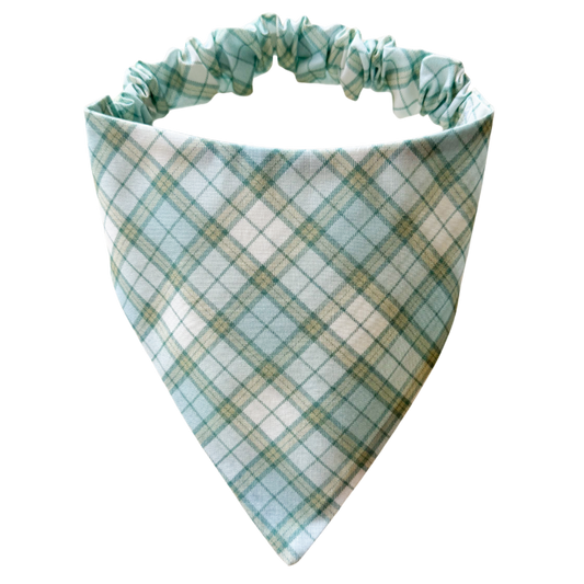 Sage Plaid Scrunchie Bandana